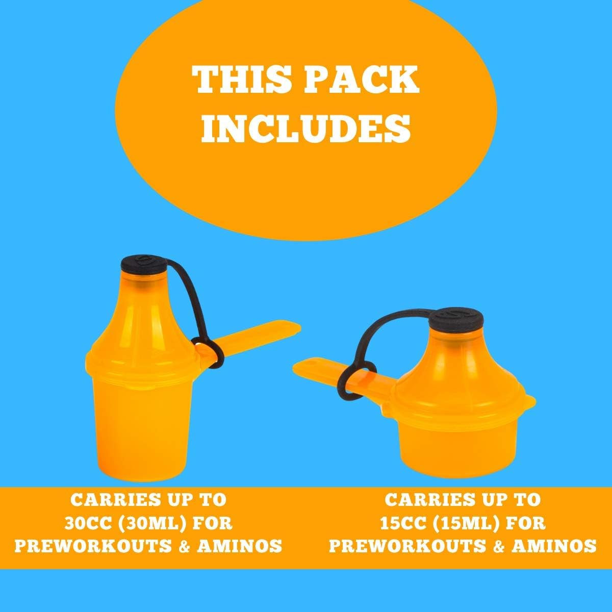 Supplement Container, Portable To-Go Scoop, and Funnel System for Pre Workout Powder, Spill Proof Dispenser, Gym Shaker Bottle Travel Accessory, 2 Pack Green (15Cc 15Ml - 29.6Cc 29.6Ml)