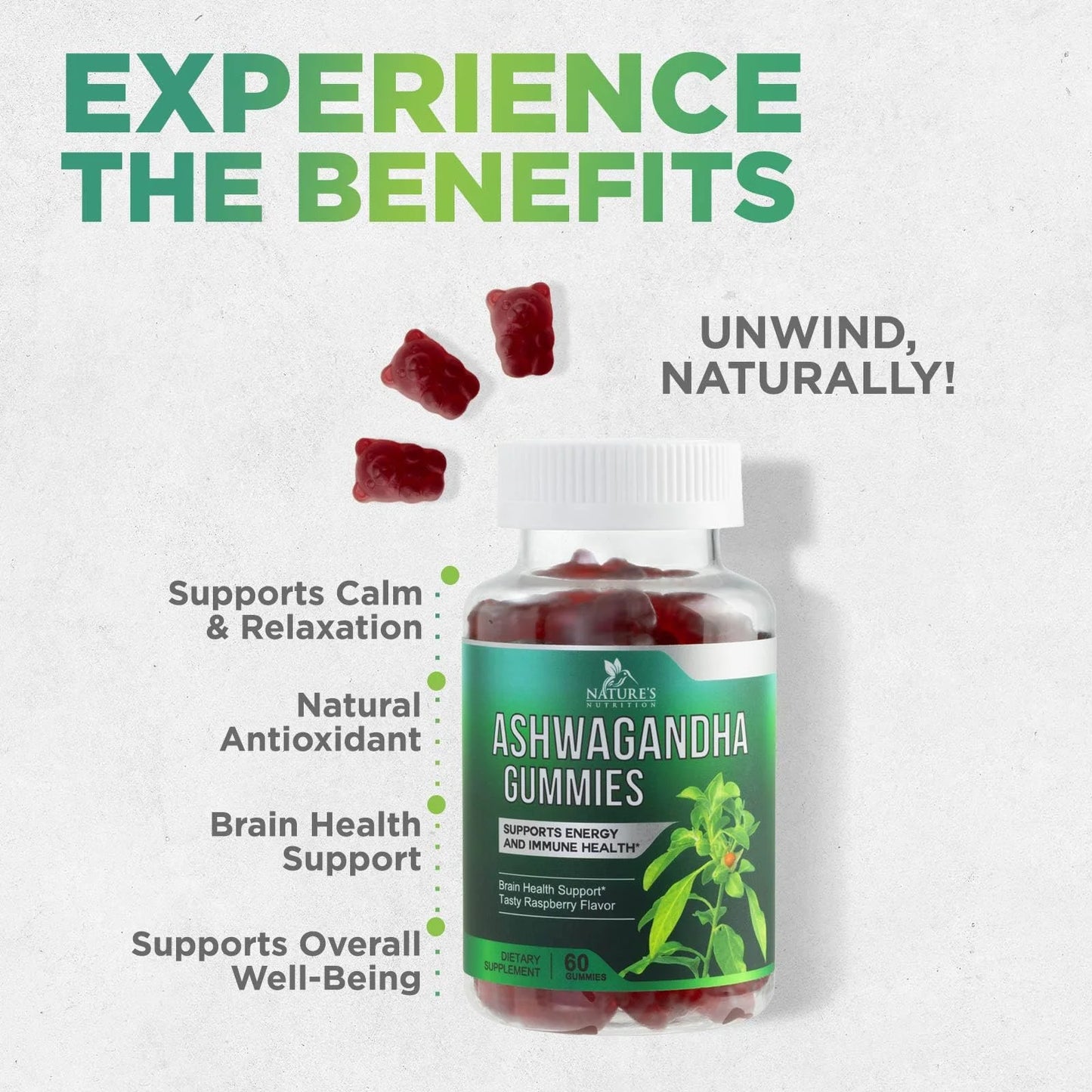 Ashwagandha Gummies 30:1 Extract - 3000Mg Equivalent - Advanced Ashwagandha Gummy Formula for Daily Use - Adaptogenic Supplement for Natural Calm, Relaxation, & Immune Support - Vegan - 60 Gummies