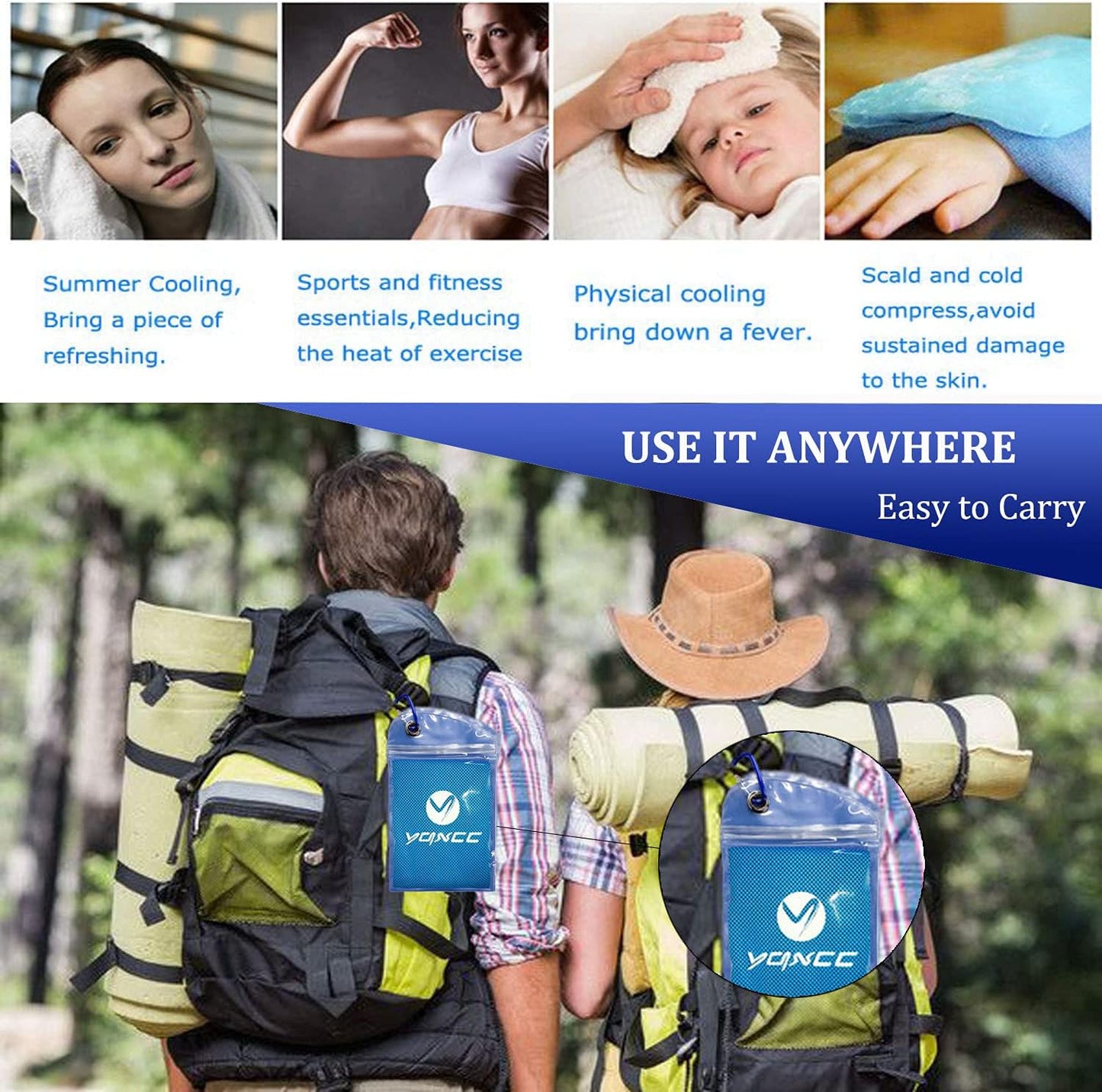 Cooling Towels | 4 Pack 47"X12" | Ice Cool for Neck | Microfiber Soft Breathable Chilly | for Yoga, Sports, Golf, Gym, Camping, Running, Fitness, Workout & More Activities