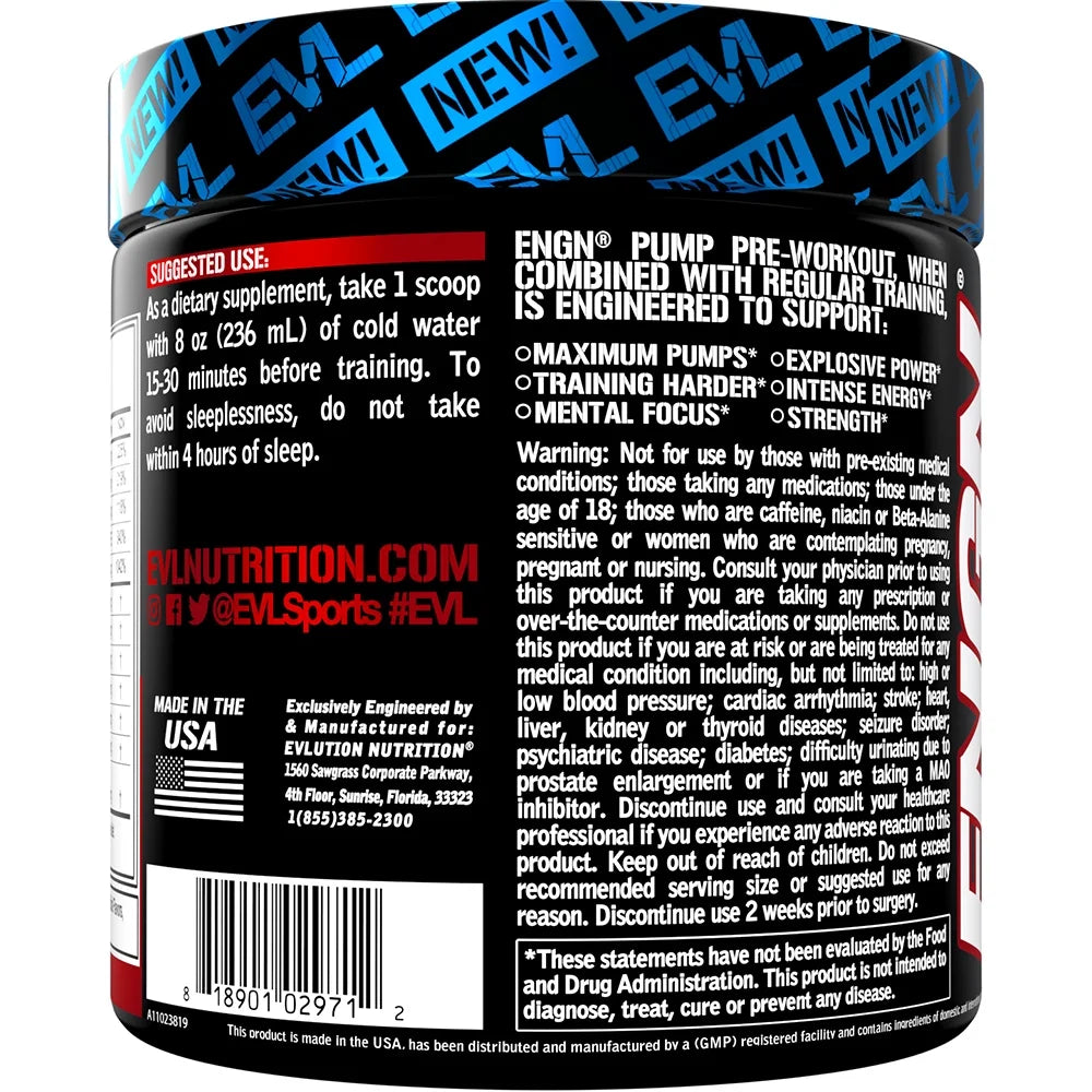 ENGN Pump - Intense Pre-Workout with Creatine - Maximum Pump Formula - Pre-Workout Powder for Lasting Energy & Power - with Nitric Oxide & Caffeine - 30 Servings - Cherry Limeade