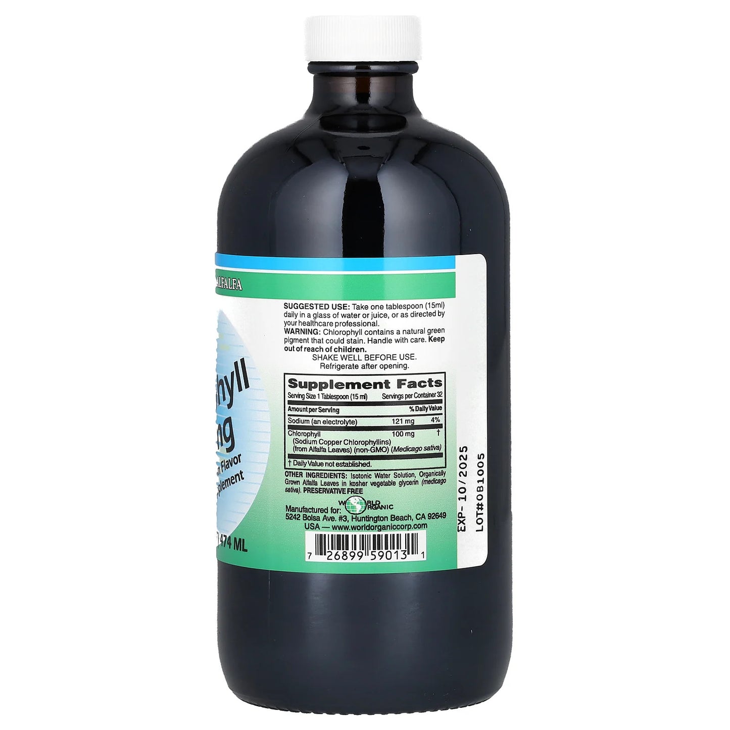 World Organic Liquid Chlorophyll 100 Mg 16 Fl Oz 474 Ml Preservative-F