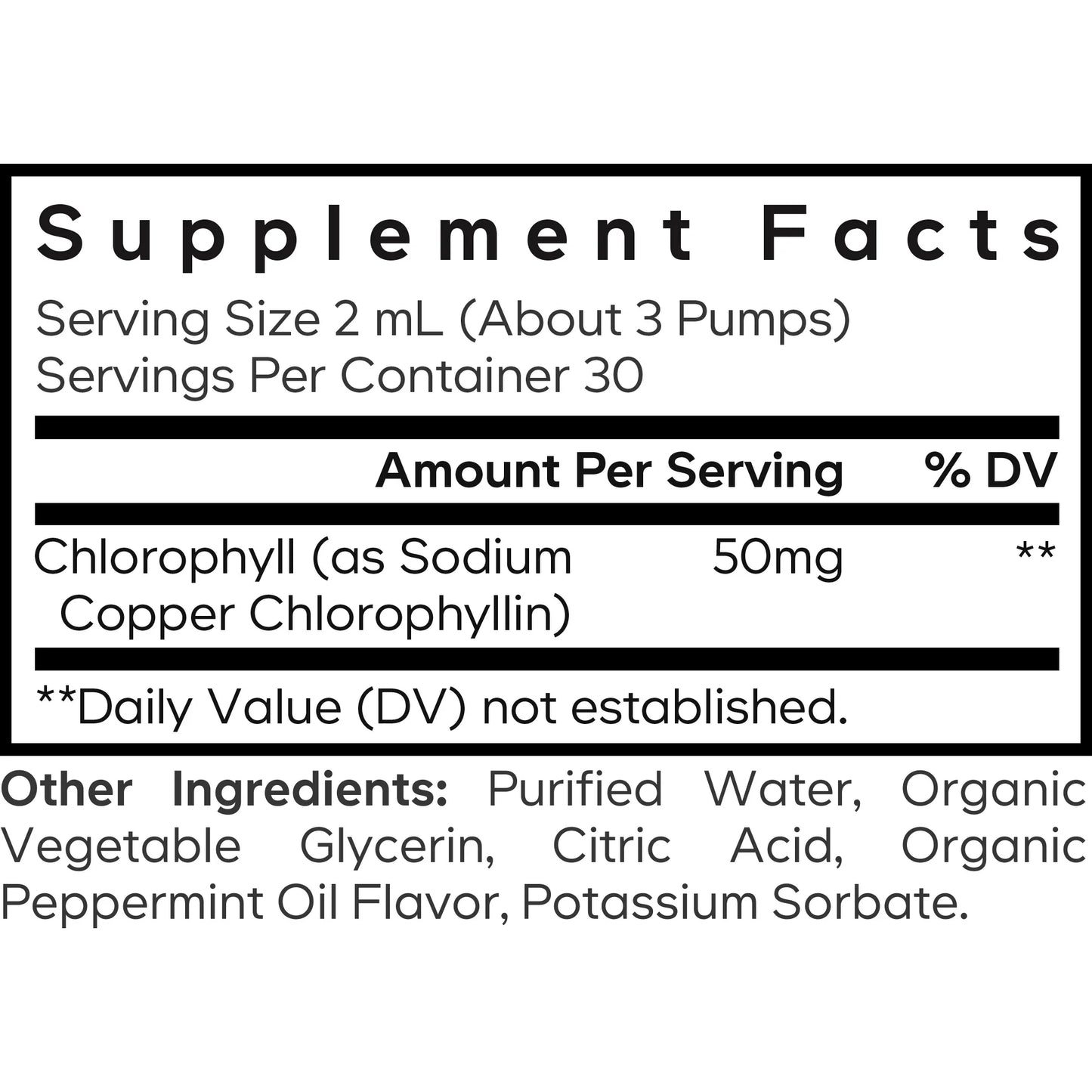 Chlorophyll Liquid Drops, Vegan Chlorophyllin Supplement, Organic Peppermint Oil, 60 Ml