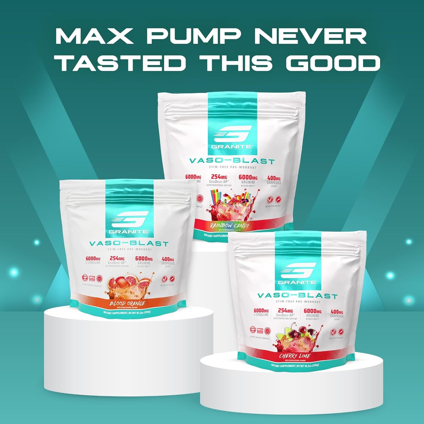 Vaso Blast, Cherry Lime Flavor, Stimulant-Free Pre Workout for Men & Women with Grapeseed Extract, Arginine Nitrite, & Vasodrive-Ap for Max Pump (20 Servings)