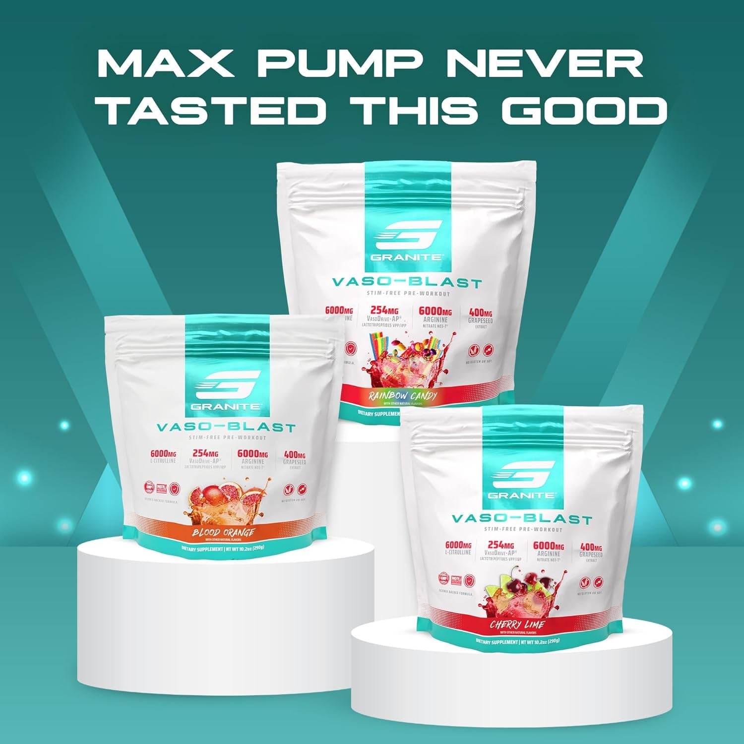 Vaso Blast, Cherry Lime Flavor, Stimulant-Free Pre Workout for Men & Women with Grapeseed Extract, Arginine Nitrite, & Vasodrive-Ap for Max Pump (20 Servings)