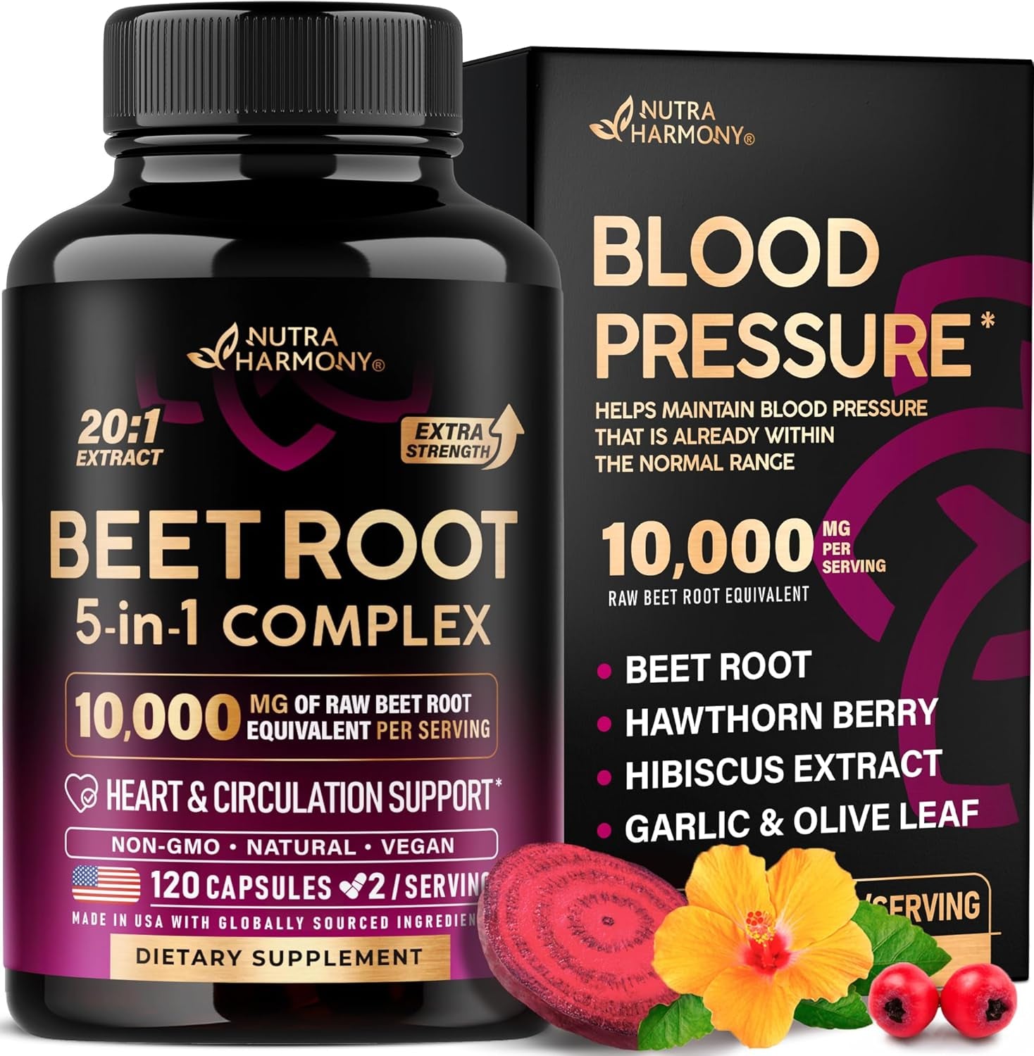 Beet Root Capsules - Healthy Blood Pressure Support Supplement** for Heart & Cir