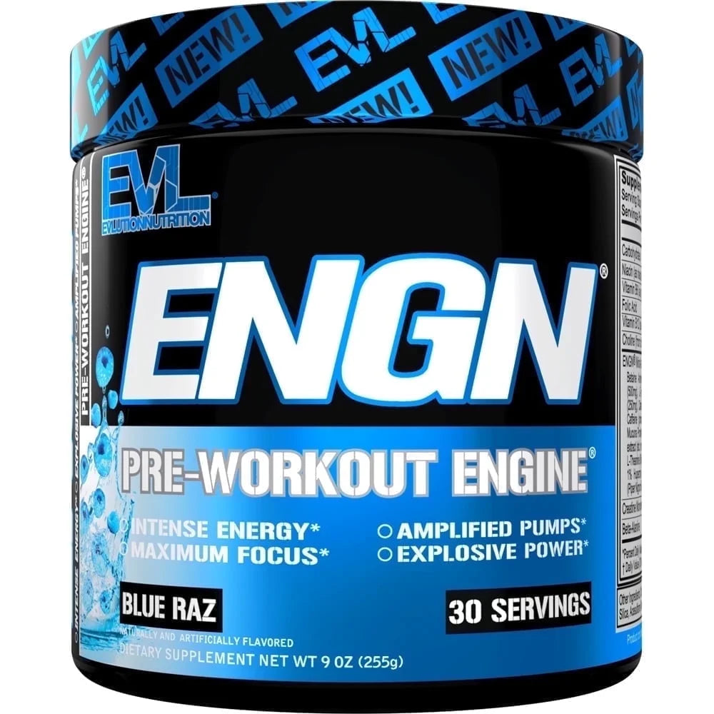 Pre Workout Powder with Creatine -  ENGN Preworkout Supplement 30 Servings (Blue Raz)