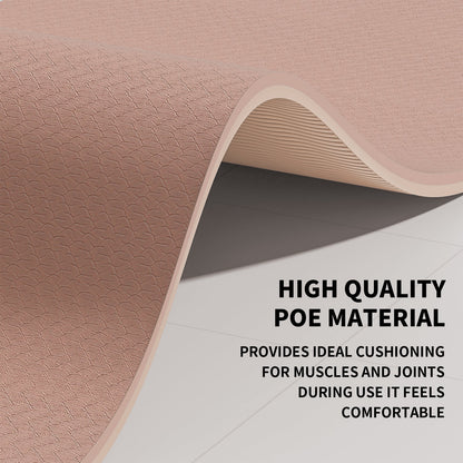 8Mm Large Yoga Mat (6'X 4') with Soft Fabric - Extra Long and Wide 72 X 48 X 0.32 Inches, Non-Slip Surface, Eco-Friendly, Lightweight, Thick Wide Yoga Mat for Home Workouts.(Brown+Apricot)