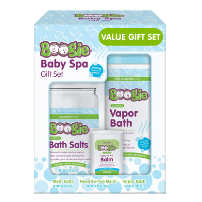 Baby Spa Set with Bubbling Vapor Bath, Soothing Bath Salts, and Head-To-Toe Balm Stick
