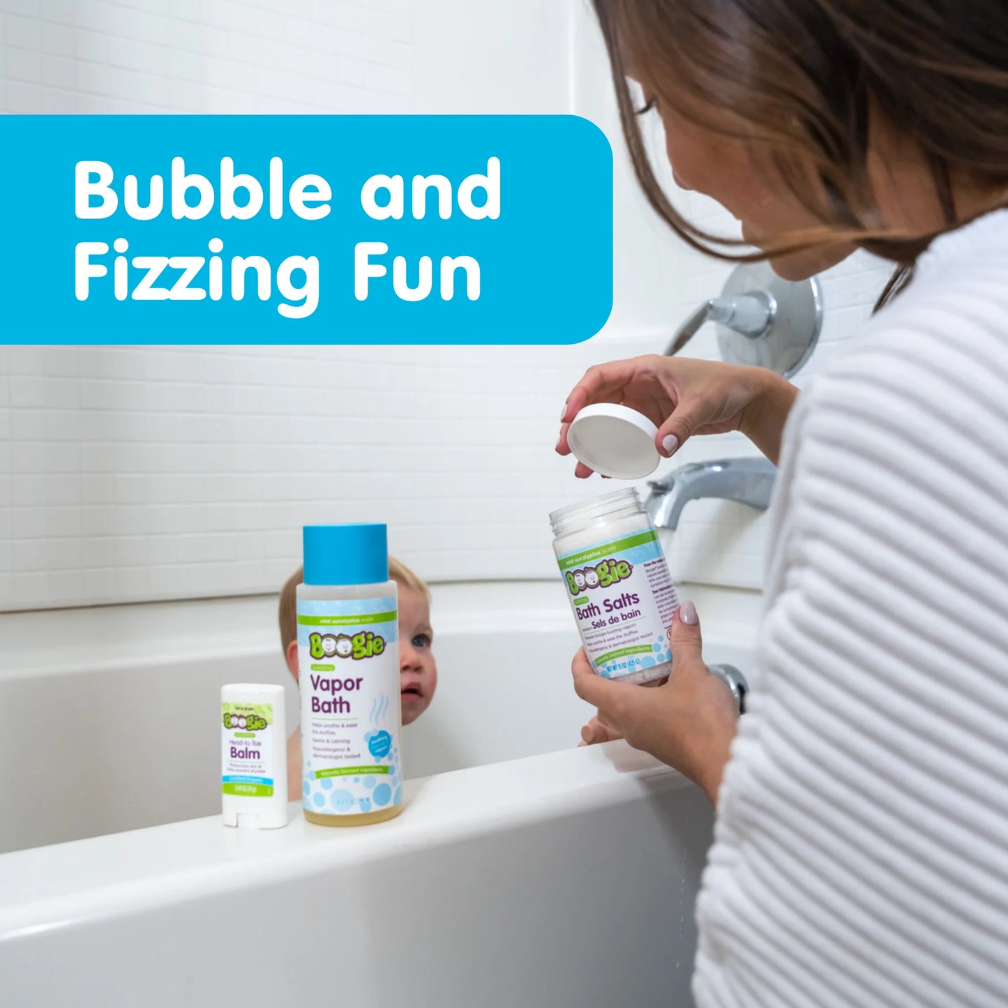 Baby Spa Set with Bubbling Vapor Bath, Soothing Bath Salts, and Head-To-Toe Balm Stick