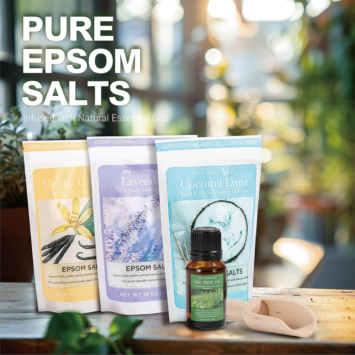 Epsom Salts for Soaking, Bath Salts for Women Gifts Set with Lavender, Vanilla and Coconut Scent Bath Set with Tea Tree Oil for Mom Christmas Gifts