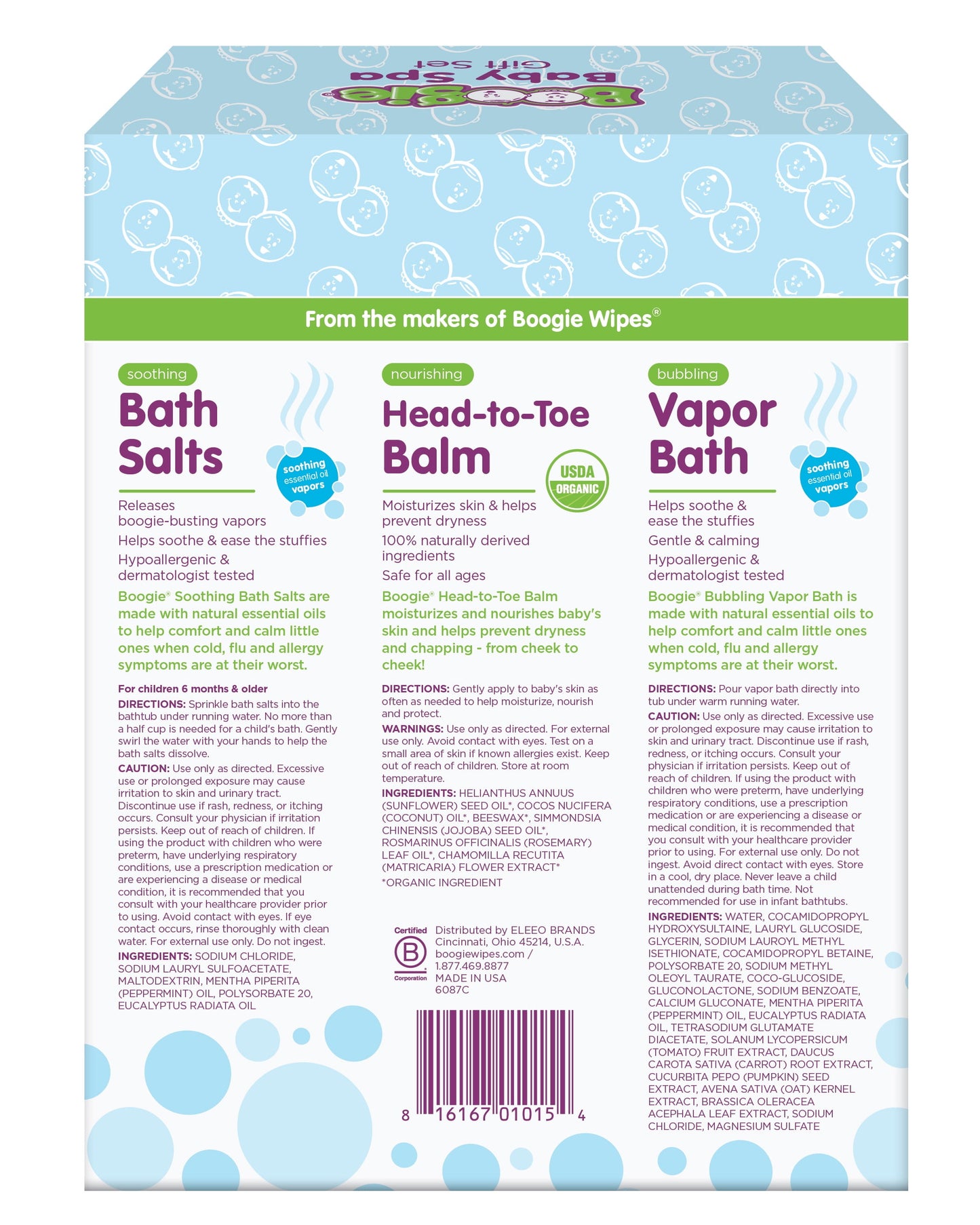 Baby Spa Set with Bubbling Vapor Bath, Soothing Bath Salts, and Head-To-Toe Balm Stick