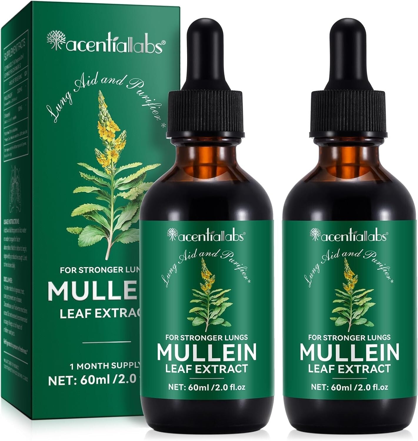 Mullein Drops for Lungs - Mullein Leaf Extract with Chlorophyll for Lung and Res
