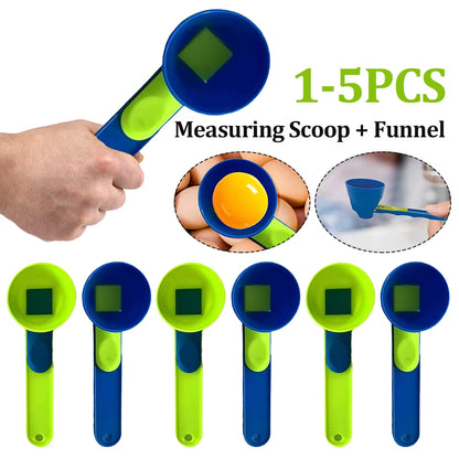1-5PCS Measuring Scoop + Funnel Single Measuring Spoon No Spill Scoop Converts to Funnel for Protein Powder Sports Drinks