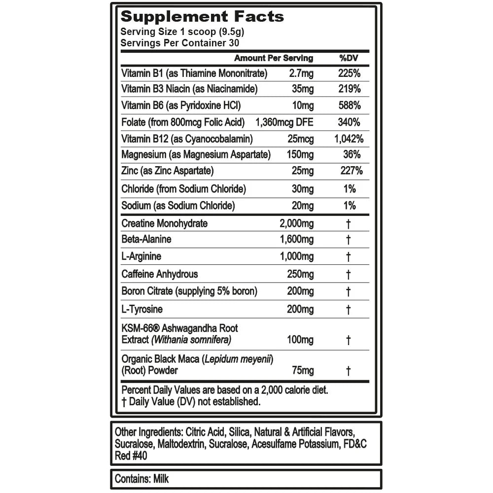 ENGN Test - Intense Pre-Workout with Creatine - Test Support Formula - Pre-Workout Powder for Lasting Energy & Focus - with Beta-Alanine & Caffeine - 30 Servings - Fruit Punch