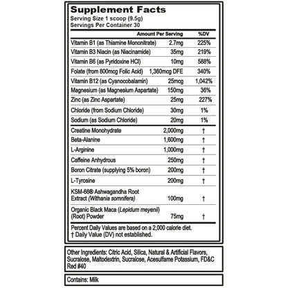 ENGN Test - Intense Pre-Workout with Creatine - Test Support Formula - Pre-Workout Powder for Lasting Energy & Focus - with Beta-Alanine & Caffeine - 30 Servings - Fruit Punch