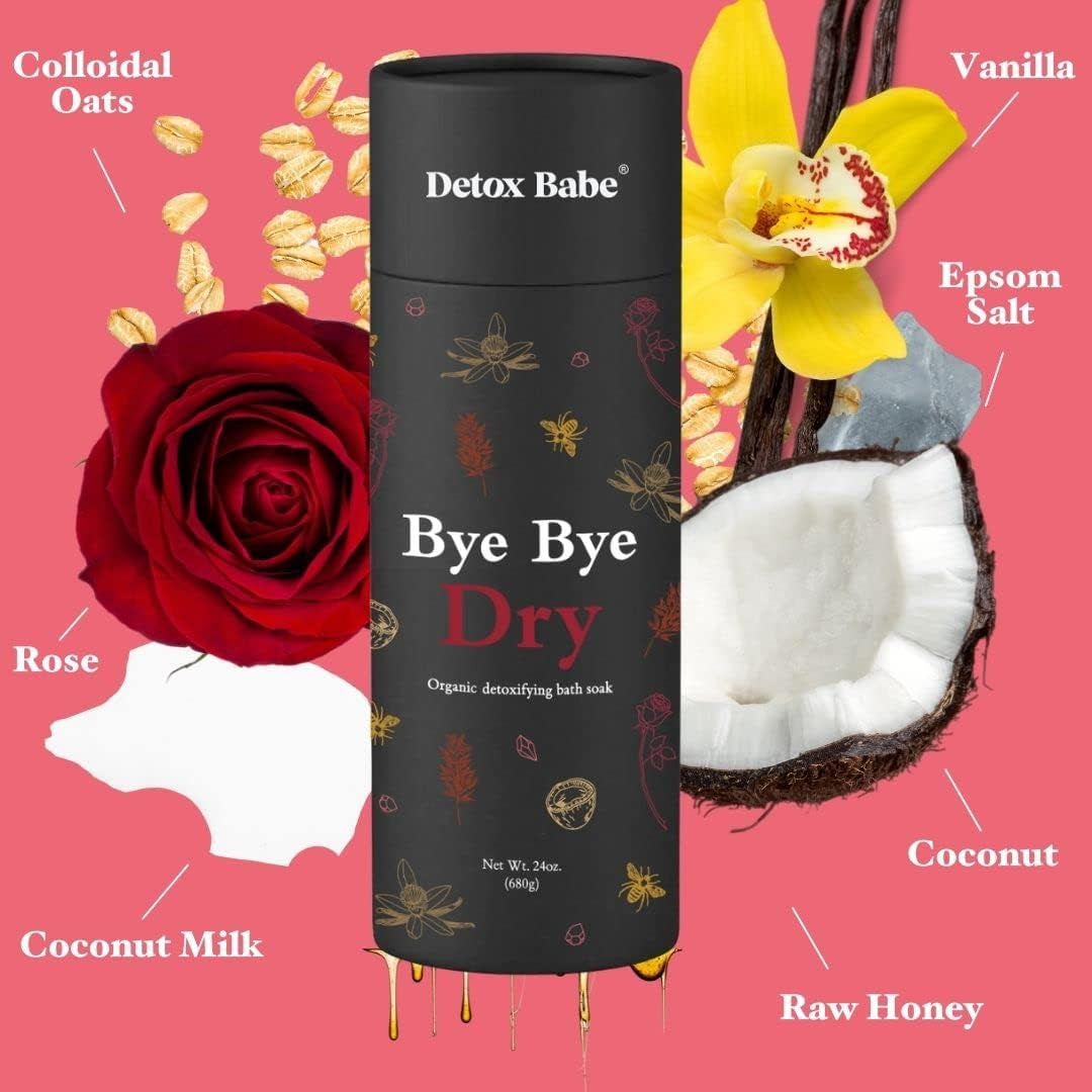 Bye Bye Dry & Bye Bye Stress Detox Bath Salt Soak Bundle Pack | Organic | Epsom Salt | Herbal Essential Oils Soak | Superfood-Fueled | Spa Bath Wellness Health Self-Care Gift (Pack of 2, 24 Oz)