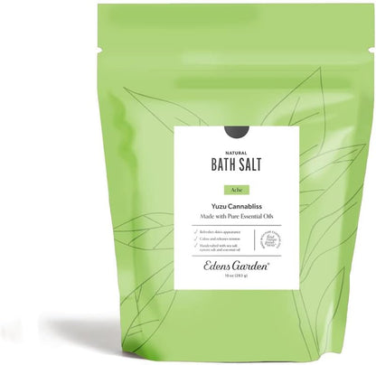 Ache Bath Salt Soak – Yuzu Cannabliss Blend with Pure Essential Oils, Epsom, Dead Sea Salt & Magnesium – for Men & Women, Tension Relief & Muscle Recovery after Workout, 10 Oz (283 G)
