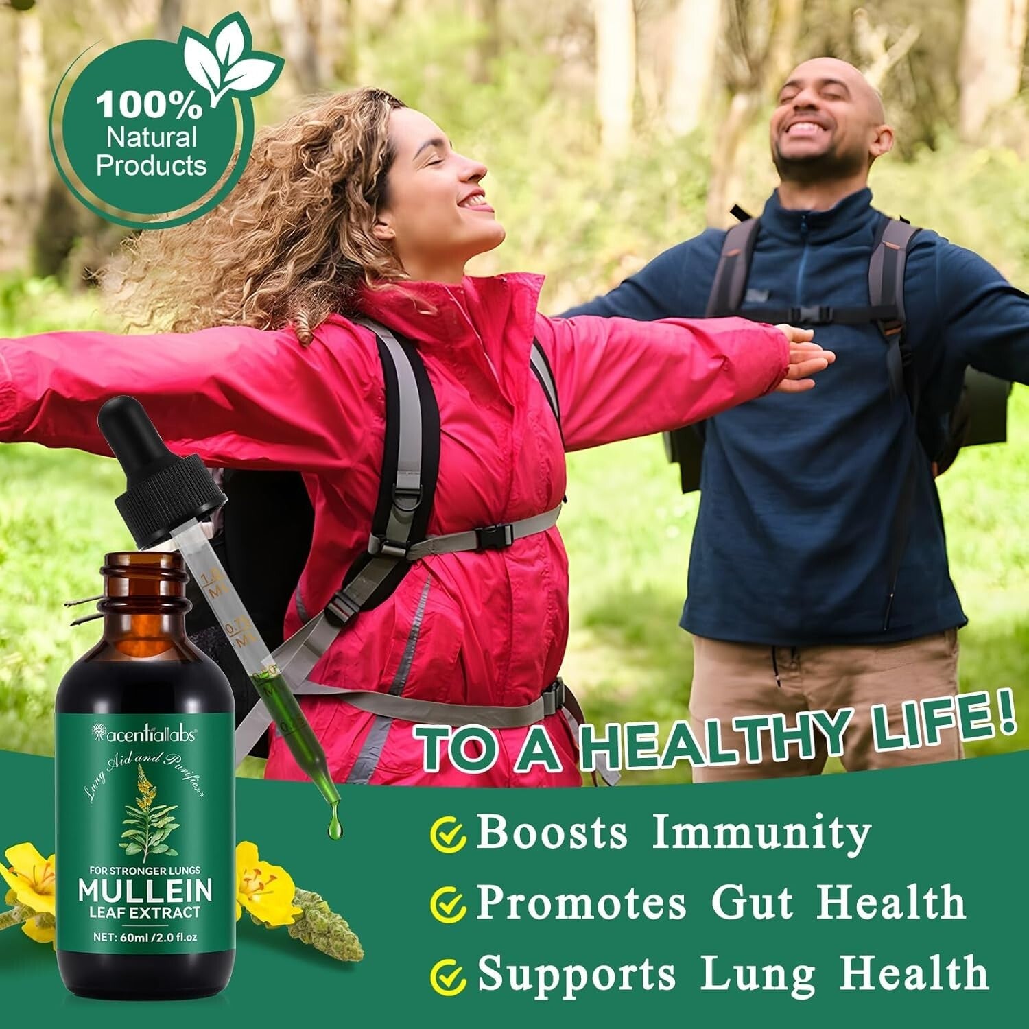 Mullein Drops for Lungs - Mullein Leaf Extract with Chlorophyll for Lung and Res