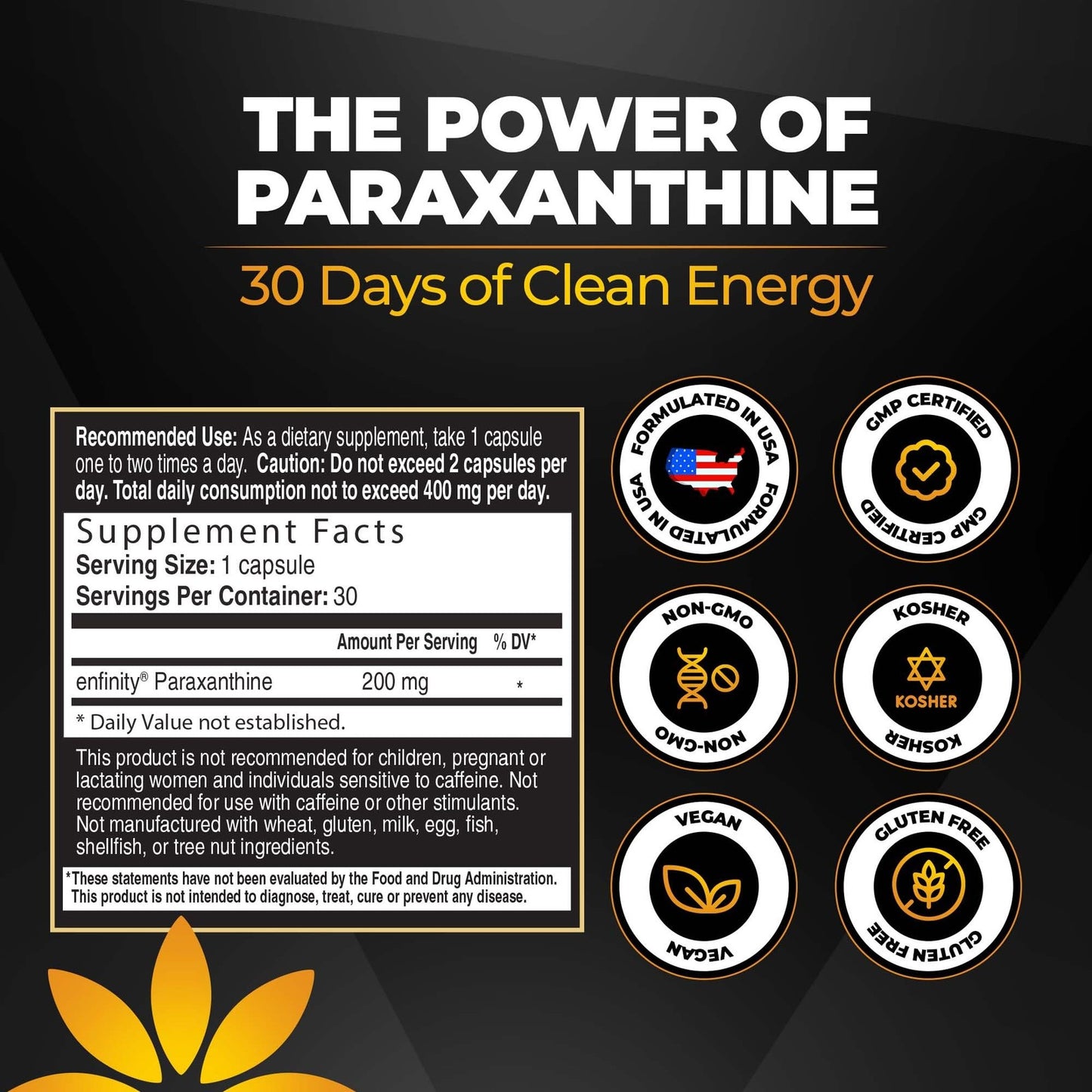 Paraxanthine Capsules for Clean Energy Focus | Caffeine Alternative 200Mg
