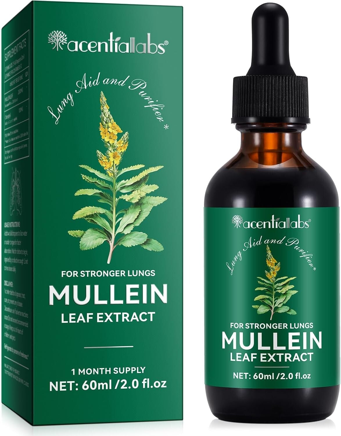 Mullein Drops for Lungs - Mullein Leaf Extract with Chlorophyll for Lung and Res