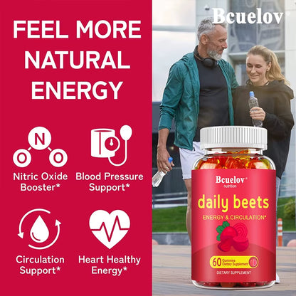 Beetroot Gummies - with Grapeseed and Anthocyanins - Energy, Circulation and Heart Health, Blood Pressure Support, Antioxidants