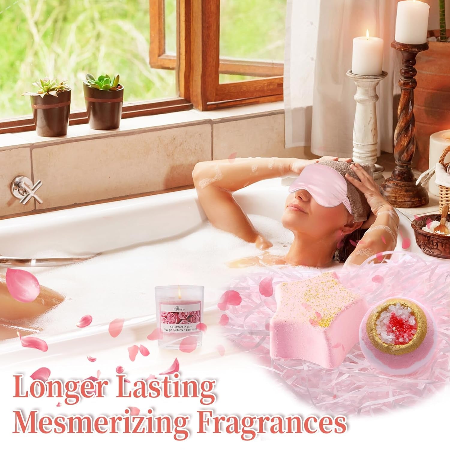 Happy Bath Set Relaxing Spa Gift Baskets Ideas, Unique Gifts for Women Who Have Everything
