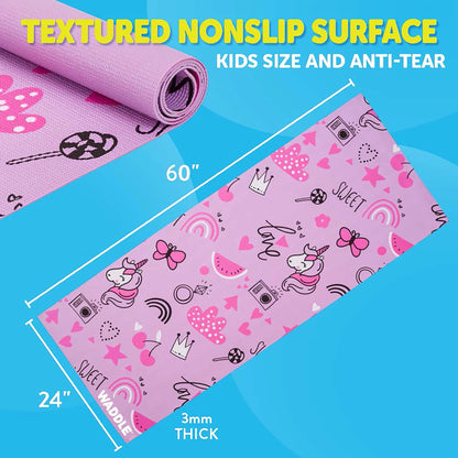 Yoga Mat, Yoga Mat for Kids, Exercise Mat for Toddlers, Kids Ages 3 Years and Up, Unicorn