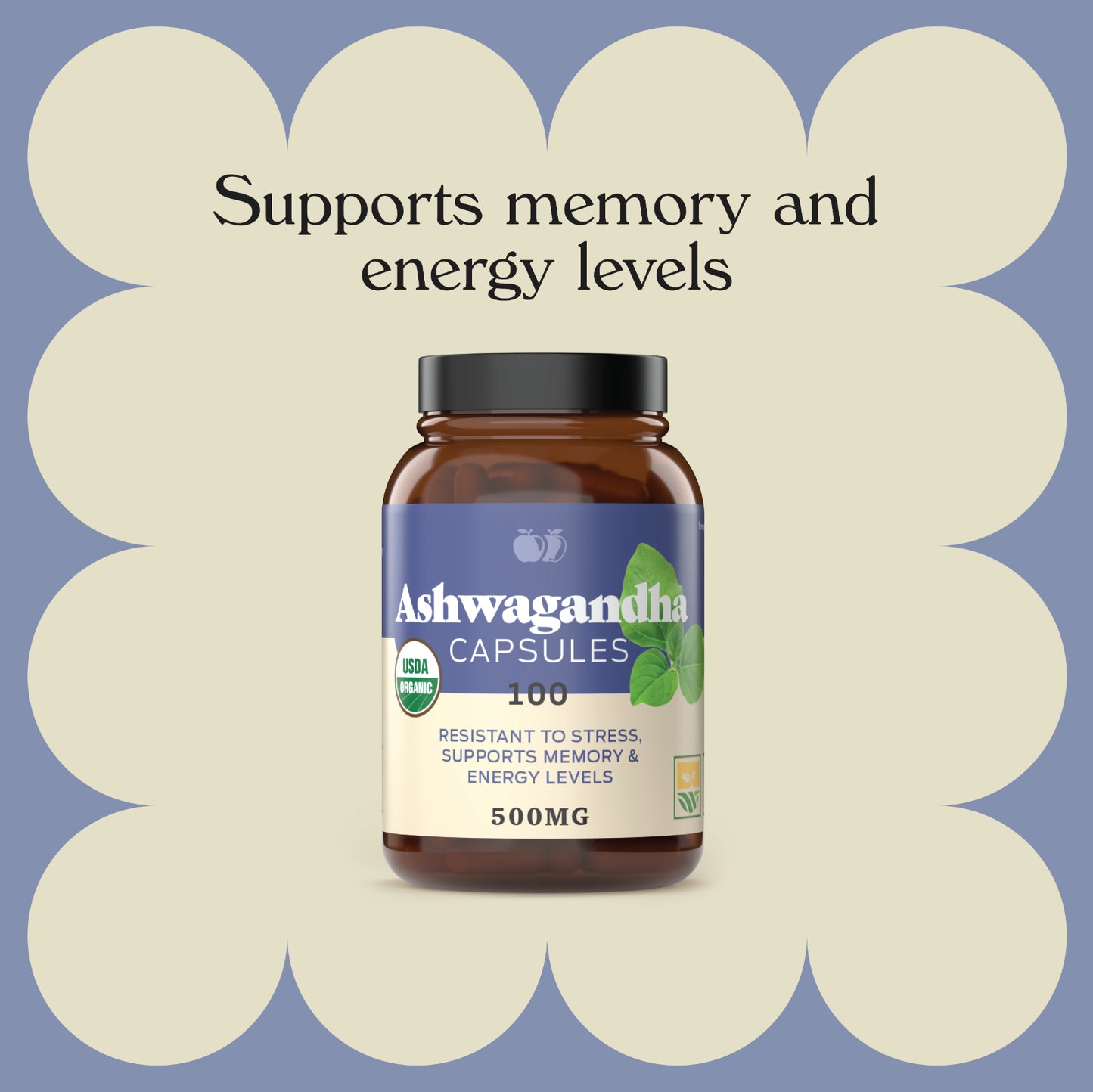 Organic Ashwagandha Capsules - 100 Capsules 500Mg Pure Ashwagandha Supplement