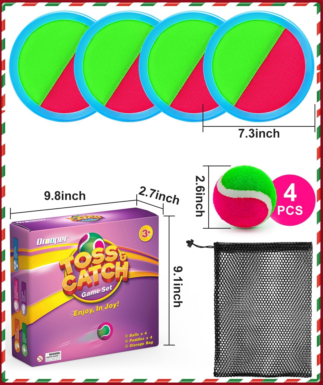 Kids Toys Toss and Catch Game Set Valentines Day Gifts for Kids Toddler, Toys for 3 4 5 6 7 8 Year Old Boys Girls Birthday Gift, Yard Outdoor Games for Kid Ages 4-8 8-12 Beach Pool