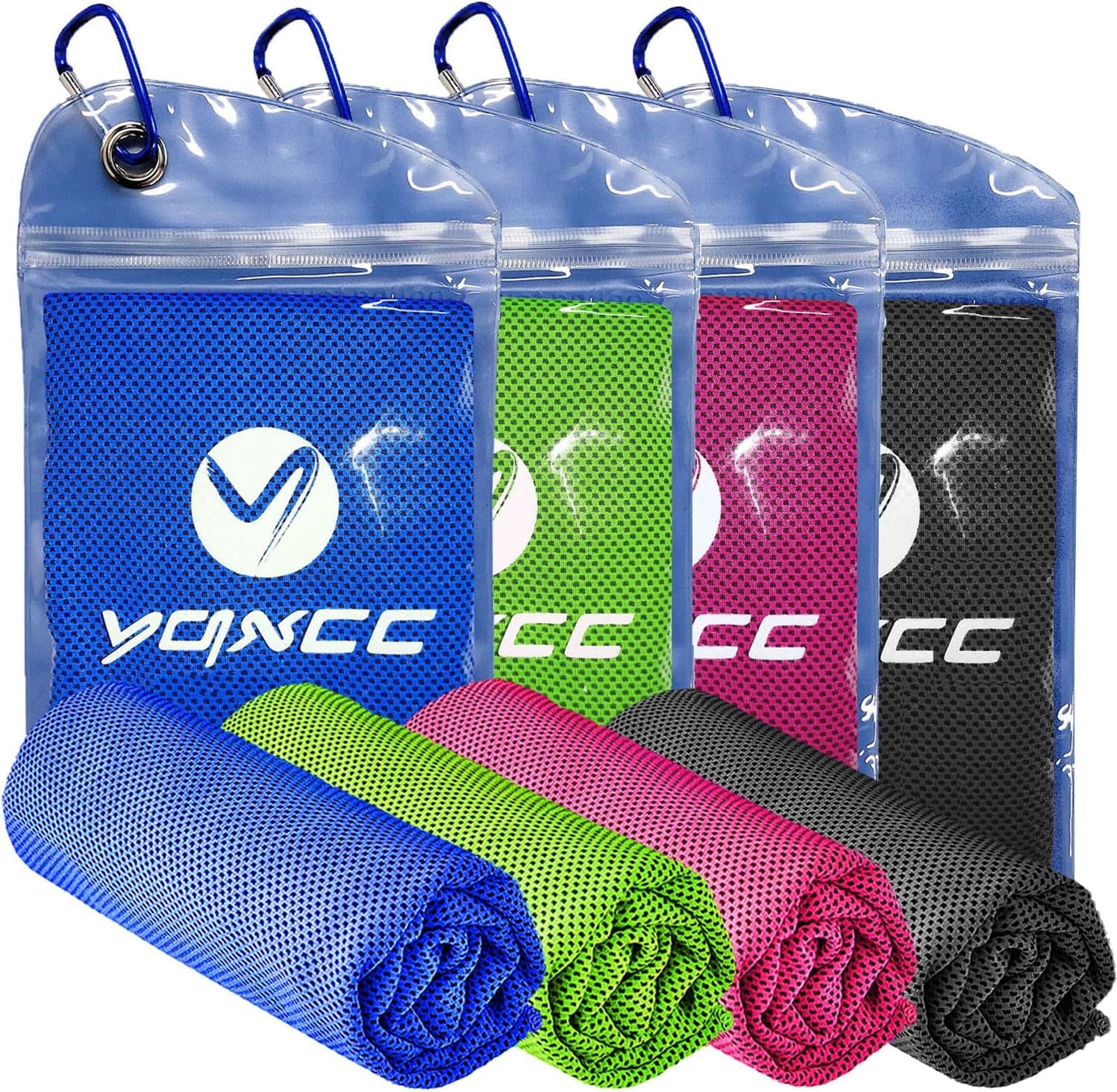 Cooling Towels | 4 Pack 47"X12" | Ice Cool for Neck | Microfiber Soft Breathable Chilly | for Yoga, Sports, Golf, Gym, Camping, Running, Fitness, Workout & More Activities