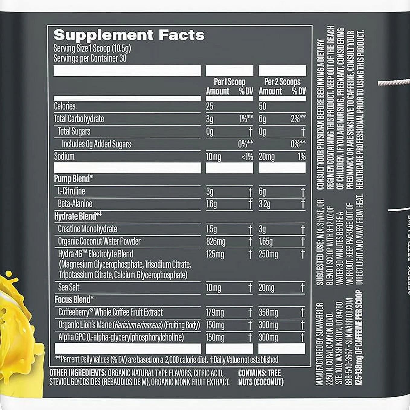 Active Pre-Workout Powder for Men & Women, Yuzu Mango, 315G (30 Servings)