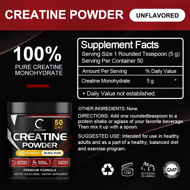 GPGP Greenpeople Creatine Monohydrate Powder Creatine Powder Muscle Recovery Muscle Builder for Men & Women Workout Supplements