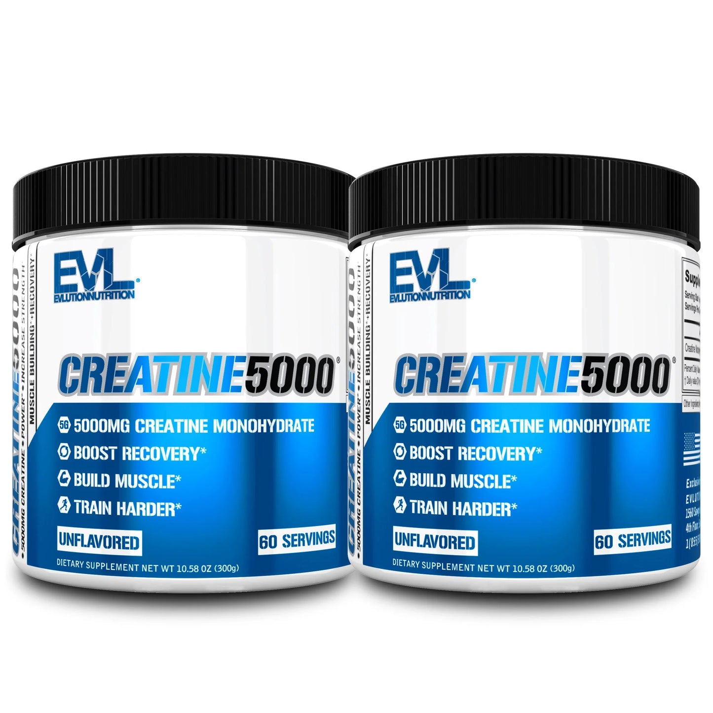 (2 Pack)  Creatine 5000 - Supports Faster Recovery, Lean Muscle Growth & Performance - Pre & Post Workout Powder - 5000Mg Pure Creatine Monohydrate per Serving - 60 Servings - Unflavored