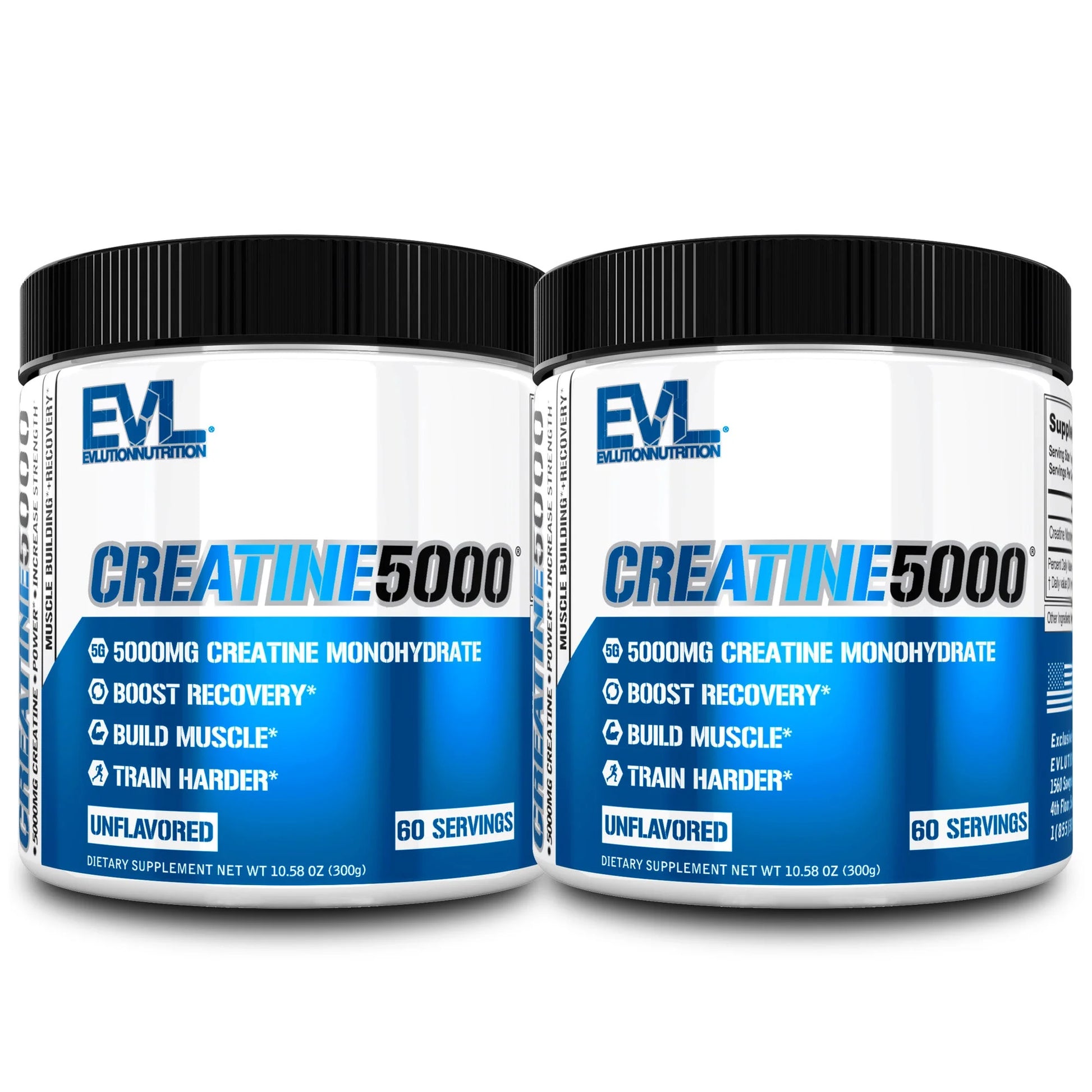 (2 Pack)  Creatine 5000 - Supports Faster Recovery, Lean Muscle Growth & Performance - Pre & Post Workout Powder - 5000Mg Pure Creatine Monohydrate per Serving - 60 Servings - Unflavored