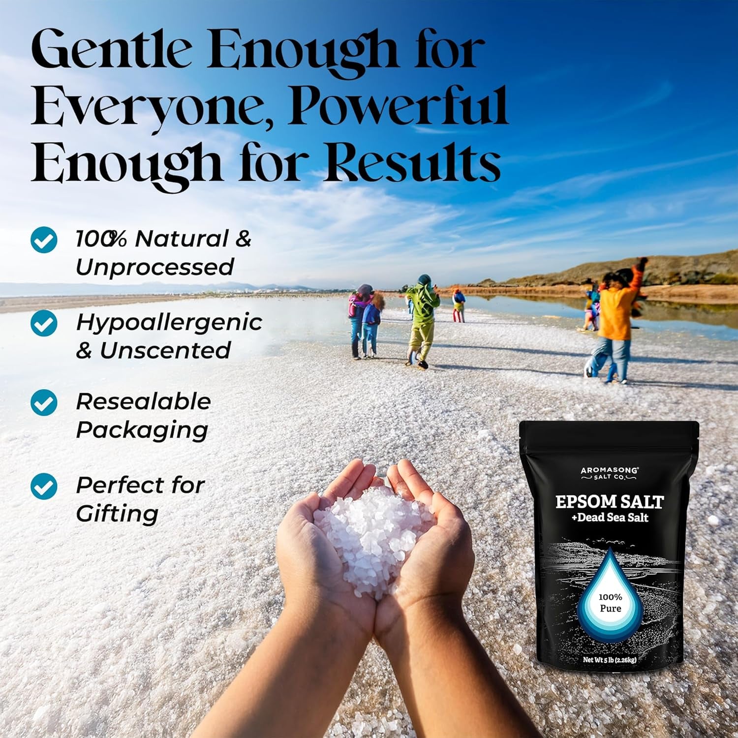 Epsom Salt with Dead Sea Salt for Soaking - Bulk 5 Lb - 100% Pure Bath Salt, Foot & Muscle Soak