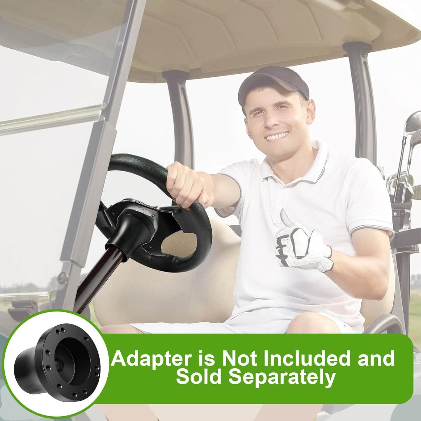 Golf Cart Steering Wheel for EZGO Txt/Rxv/Valor/Marathon, Club Car Ds/Precedent/Onward/Tempo and Yamaha G2-G29 Drive Carts with Racing D-Shape Comfortable Grip Ergonomic Design Precise Steering.