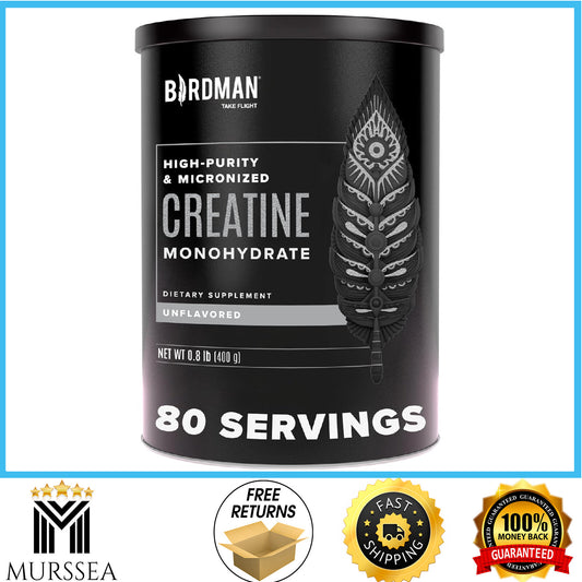 BIRDMAN Micronized Creatine Monohydrate Powder, Organic, Muscle Recovery, Caffei