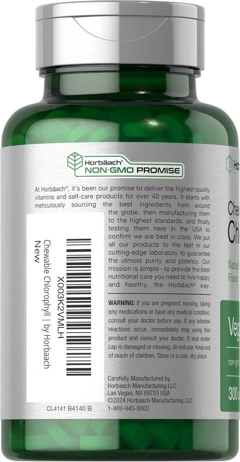Chlorophyll Tablets | 300 Chewables for Men and Women | Peppermint Flavor | Vegan | by