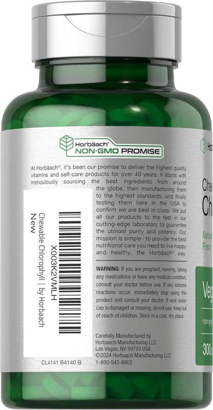 Chlorophyll Tablets | 300 Chewables for Men and Women | Peppermint Flavor | Vegan | by