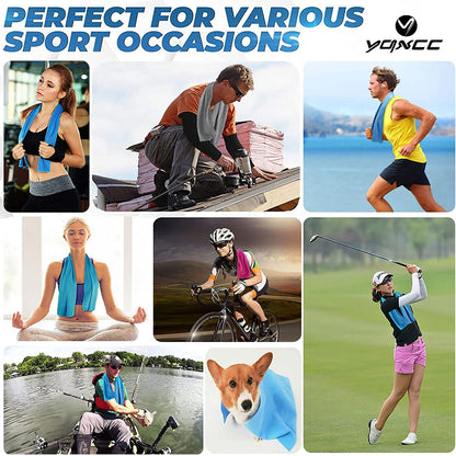 Cooling Towels | 4 Pack 47"X12" | Ice Cool for Neck | Microfiber Soft Breathable Chilly | for Yoga, Sports, Golf, Gym, Camping, Running, Fitness, Workout & More Activities