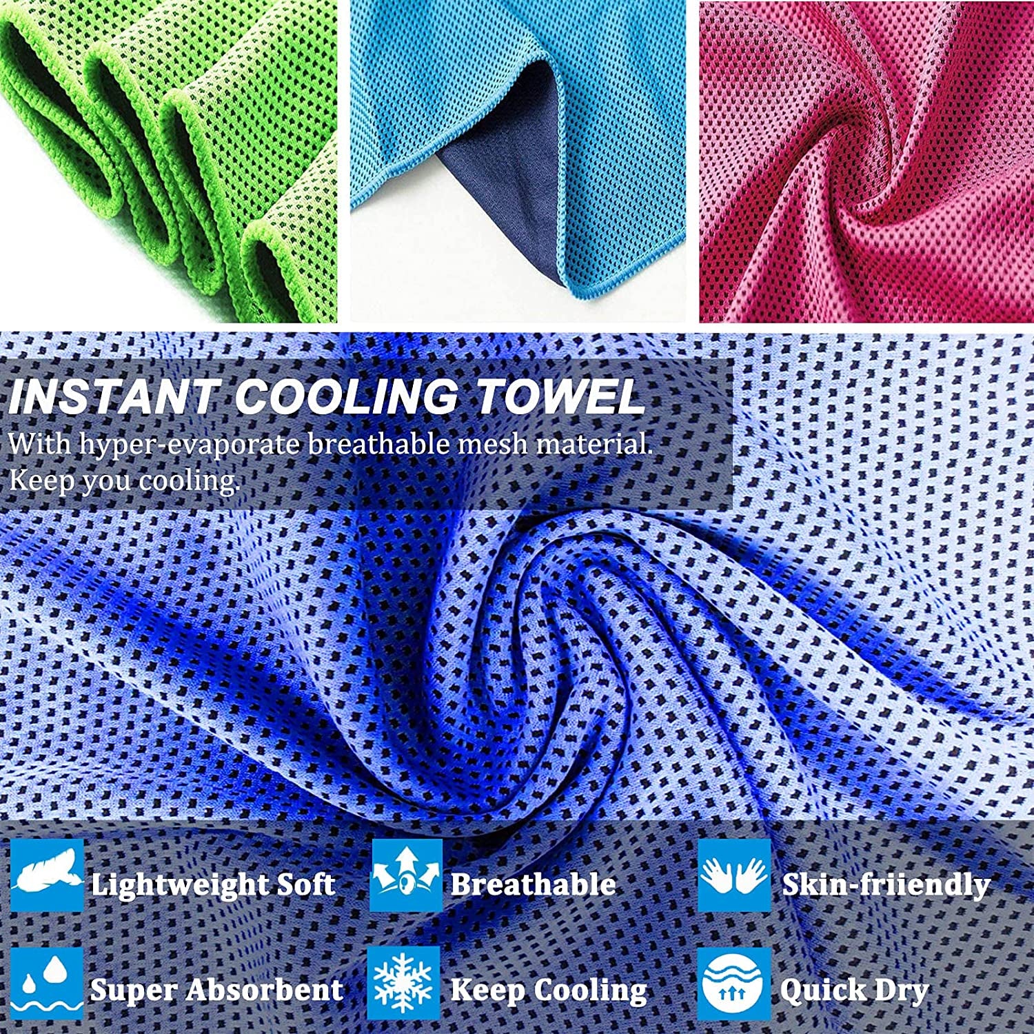 Cooling Towels | 4 Pack 47"X12" | Ice Cool for Neck | Microfiber Soft Breathable Chilly | for Yoga, Sports, Golf, Gym, Camping, Running, Fitness, Workout & More Activities