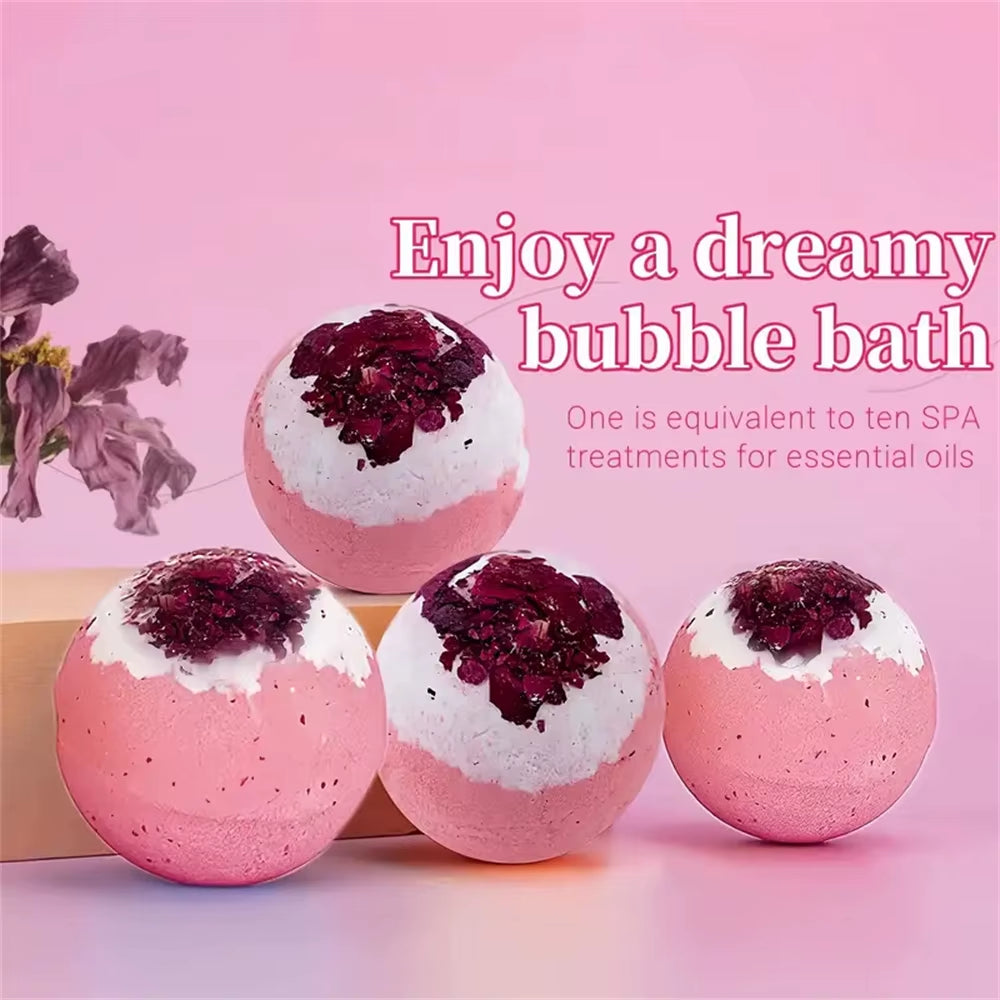 Bath Bomb Set Moisturizing Peeling Skin Care Bath Ball with Essential Oils and Bath Salts Handmade Bubble Ball Gift for Relaxing