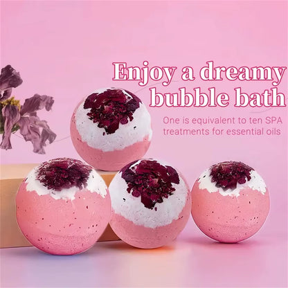 Bath Bomb Set Moisturizing Peeling Skin Care Bath Ball with Essential Oils and Bath Salts Handmade Bubble Ball Gift for Relaxing