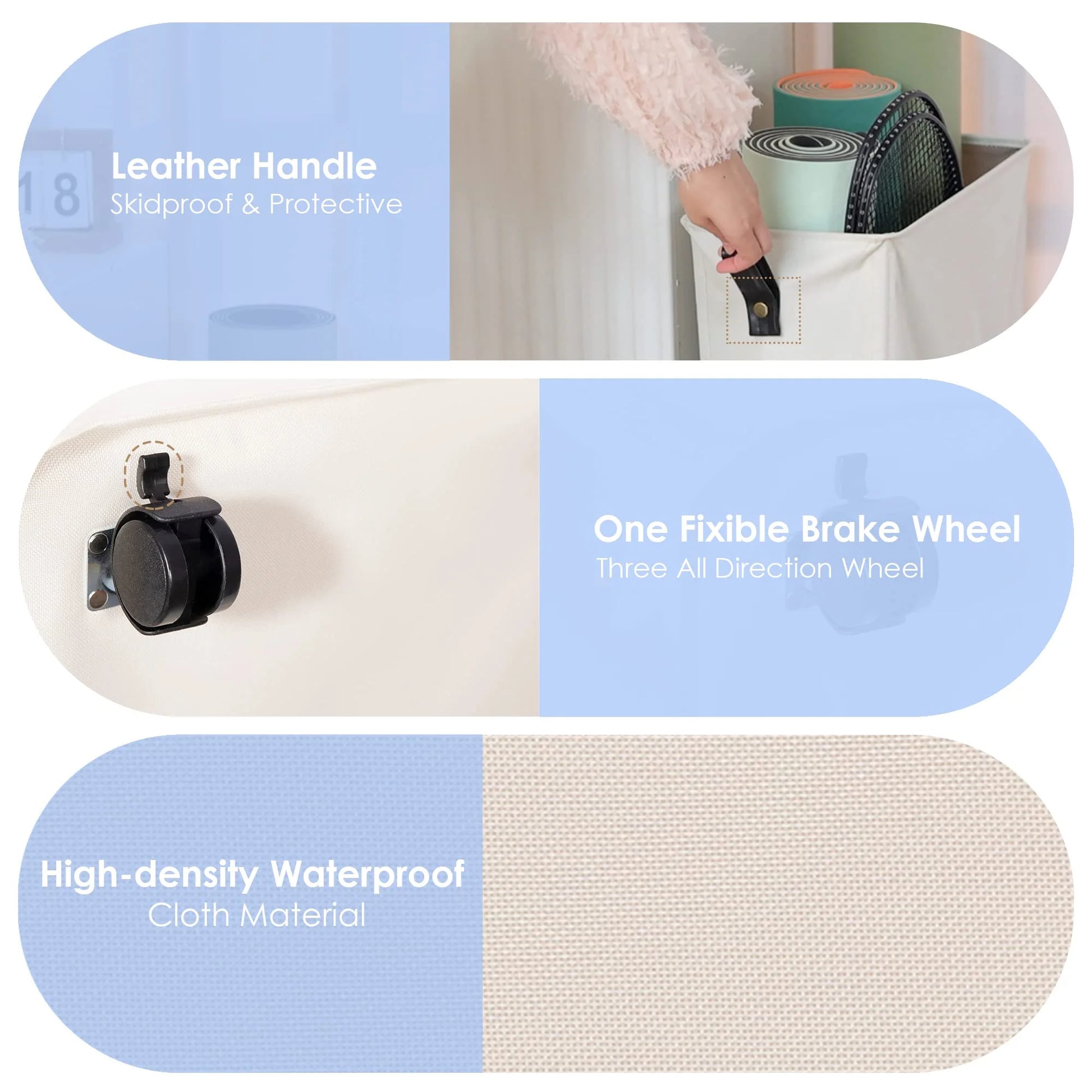 Yoga Mat Storage Rack, 22’’ Large Yoga Mat Holder Accessories, Home Gym Equipment Storage Yoga Mats, Workout Equipment Organization with Wheels, Light Blue