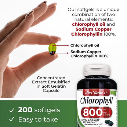 Chlorophyll 800Mg Softgels - Detox Cleanse, Greens Supplements, Ultra Absorption