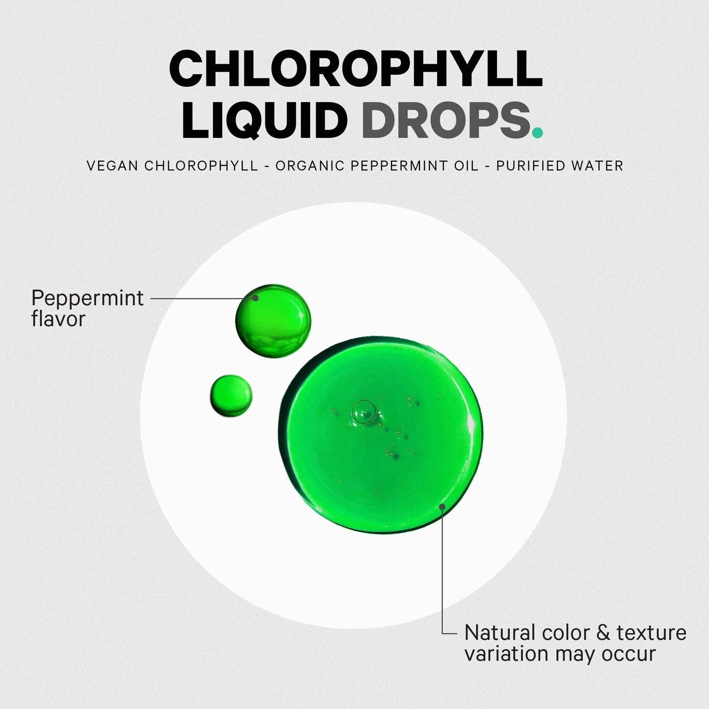 Chlorophyll Liquid Drops, Vegan Chlorophyllin Supplement, Organic Peppermint Oil, 60 Ml