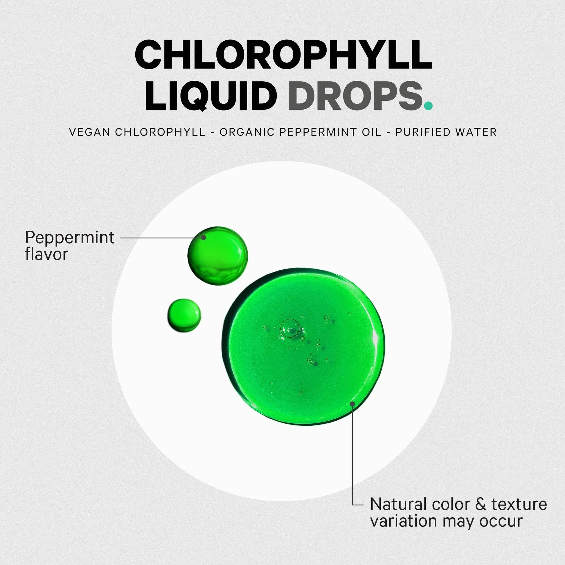 Chlorophyll Liquid Drops, Vegan Chlorophyllin Supplement, Organic Peppermint Oil, 60 Ml