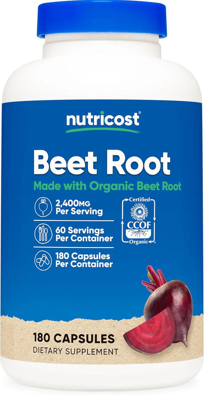 Nutricost Beet Root 2400Mg, 180 Capsules - CCOF Certified Made with Organic Beet Root, Superfood, 60 Servings