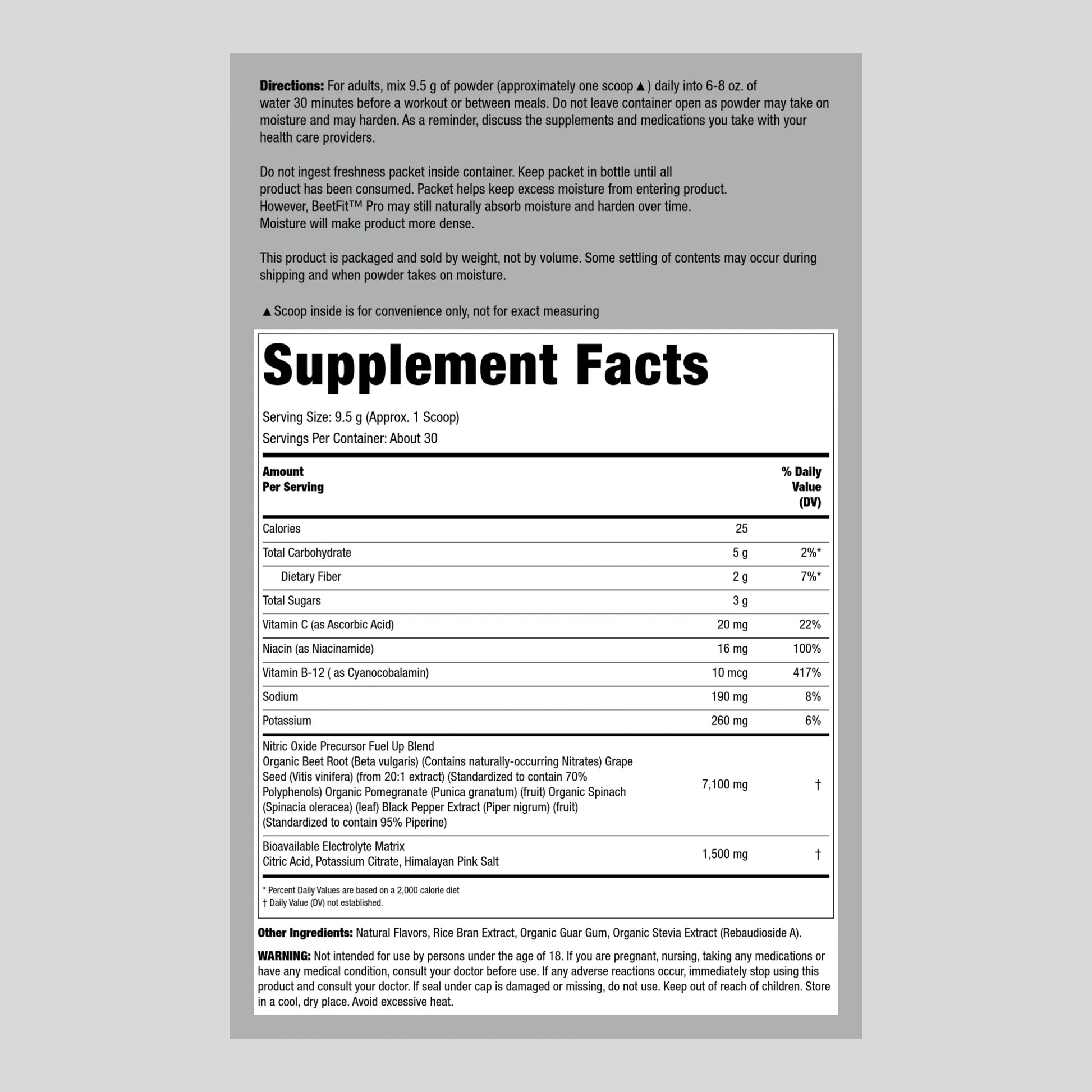 Beet Root Powder | 10Oz | Nitric Oxide Precursor with Nitrates | Mixed Berry Flavor | by