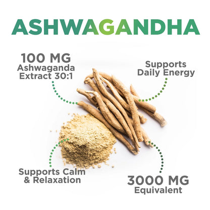 Ashwagandha Gummies 30:1 Extract - 3000Mg Equivalent - Advanced Ashwagandha Gummy Formula for Daily Use - Adaptogenic Supplement for Natural Calm, Relaxation, & Immune Support - Vegan - 60 Gummies